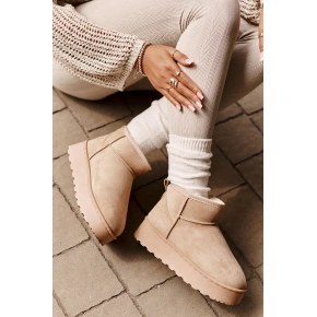 Dámské sněhové boty na platformě 20216-F Světle béžová - Xamella