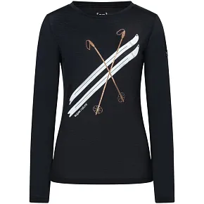 Koszulka z długim rękawem damska SUPER.NATURAL W Kryssede Ski LS czarna Koszulka z długim rękawem damska SUPER.NATURAL W Kryssede Ski LS czarna