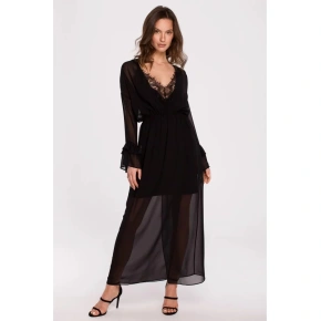 Szyfonowa sukienka damska z halką K136 Czarna - Makover