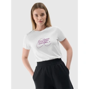 T-shirt slim z nadrukiem damski 4F 4FRSS24TTSHF2499-10S T-shirt slim z nadrukiem damski 4F 4FRSS24TTSHF2499-10S