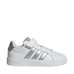 Buty dla dzieci adidas Grand Court 3.0 biało-srebrne JP9368 Buty dla dzieci adidas Grand Court 3.0 biało-srebrne JP9368