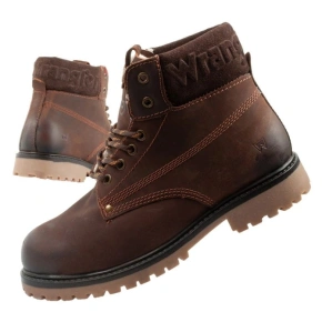Wrangler Arch buty męskie sztyblety trzewiki eleganckie skórzane ciemny brąz