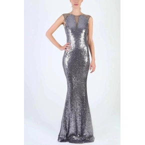 Damska długa cekinowa sukienka bez rękawów - SOKY&SOKA