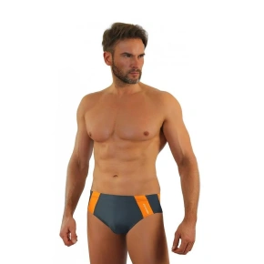 Pánské slipové plavky 447 Tmavě šedá s oranžovou - Sesto Senso