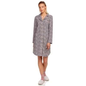 Damska koszula nocna 15446 - 271 szary/różowy z wzorem - Vamp