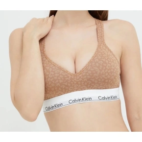 Biustonosz sportowy damski QF1654E 796 brązowy/wzór - Calvin Klein