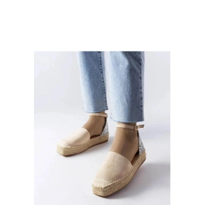 Dámské espadrilky 22883 Béžová se stříbrnou - FLYFOR Dámské espadrilky 22883 Béžová se stříbrnou - FLYFOR