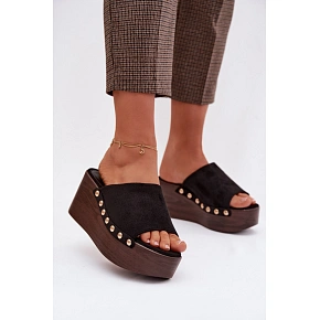 Bota na klínech  DM487 černo-zlaté - Step in style