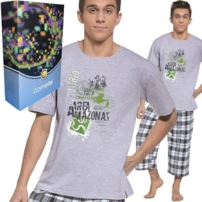 Juniorska chłopięca 3/4 176piżama Amatonas 554/15 szaro-zielona - Cornette