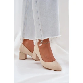 Beżowe czółenka M380 na słupku - Stawiaj kroki w dobrym stylu