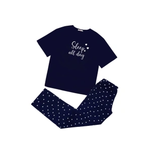 Piżama damska 160/070 ciemna. niebieskie serce - Karol