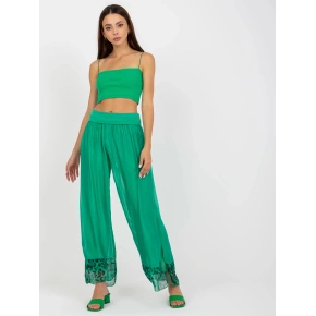 Damskie spodnie z szerokimi nogawkami DHJ SP 20822.37 zielony - FPrice