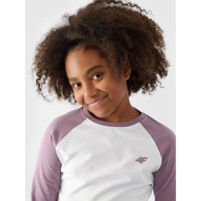 Longsleeve regular gładki dziewczęcy 4F Junior 4FJWAW24TLONF291-51S Longsleeve regular gładki dziewczęcy 4F Junior 4FJWAW24TLONF291-51S