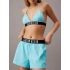 Damskie szorty plażowe KW0KW02482 DCE jasnoniebieski - Calvin Klein