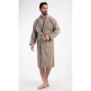 Szlafrok męski z szalowym kołnierzem Oskar Beige - Vienetta