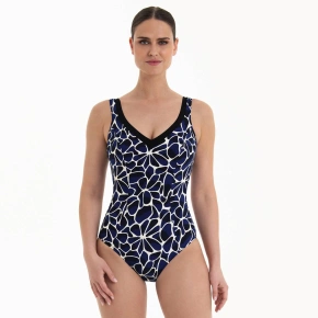 Damski jednoczęściowy kostium kąpielowy Gabriella 7488 465 Granatowy z białym - Anita