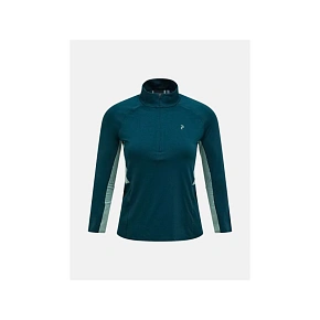 Koszulka damska PEAK PERFORMANCE W Core Half Zip Baselayer kolor zielony Koszulka damska PEAK PERFORMANCE W Core Half Zip Baselayer kolor zielony