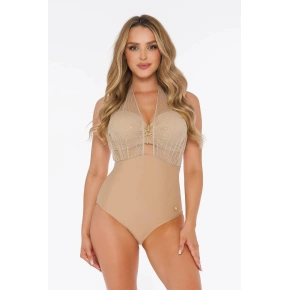 Damski jednoczęściowy kostium kąpielowy S 1045 CM2 Como 2 Beige Gold - Self