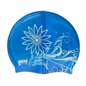 Czepek kąpielowy silikonowy SHEPA grafika niebieski B4 Czepek kąpielowy silikonowy SHEPA grafika niebieski B4