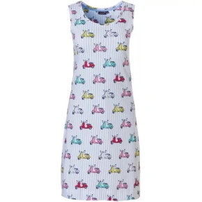 Koszula nocna damska 11231-416 -1 niebiesko-biały skuter - Rebelle