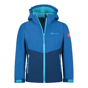 Kurtka Trollkids Kristiansand Softshell alpejski niebieski/ciemny indigo/niebieski basenowy (320-144) Kurtka Trollkids Kristiansand Softshell alpejski niebieski/ciemny indigo/niebieski basenowy (320-144)