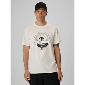 T-shirt regular z nadrukiem męski 4F 4FRSS26TTSHM4298-11S