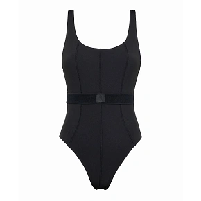 Damski jednoczęściowy strój kąpielowy Monogram Rib KW0KW02151-BEH - Calvin Klein