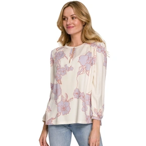 Dámská halenka K099 Ecru s fialkovou - Makover