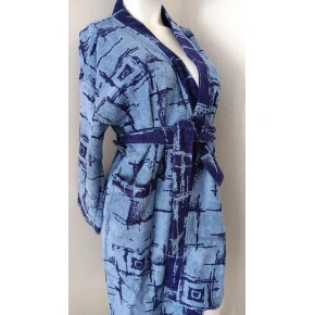 WYPRZEDAŻ - Dziecięcy szlafrok frotte niebieski z wzorem - Vestis