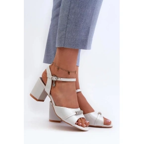 Sandały na obcasie 20241 srebrny - Podążaj za modą