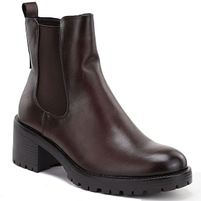 Botki damskie sztyblety na klocku ocieplane brązowe Potocki SZ12742 Botki damskie sztyblety na klocku ocieplane brązowe Potocki SZ12742