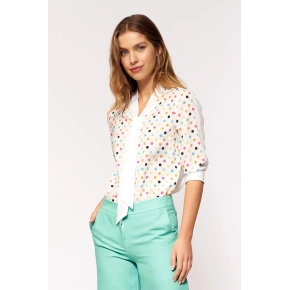 Bluzka damska B140 ecru w kropki - Nife