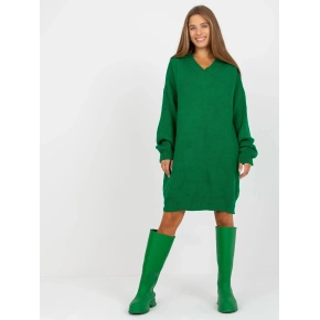 Damska sukienka z dzianiny LC SW 0341.38P Ciemnozielony - Rue Paris