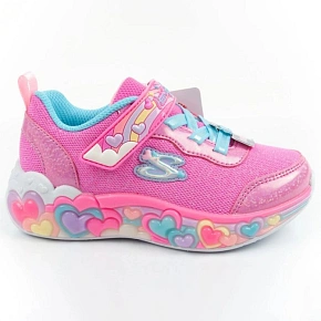 Skechers buty sportowe dziecięce S Lights LED dla dziewczynki na rzep