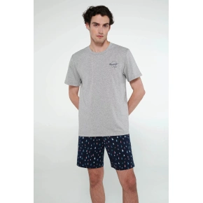 Piżama męska 20910 szary / granatowy - Vamp