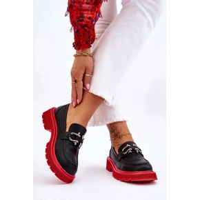 Damskie mokasyny LL2N4040 czarny/czerwony - GOE