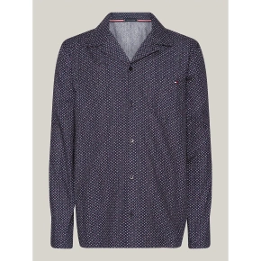 Męska koszula od piżamy UM0UM02992 02E granatowa z nadrukiem - Tommy Hilfiger