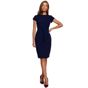 Sukienka ołówkowa z paskiem S239 granatowa - Stylove