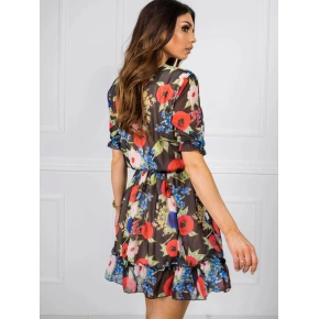 Sukienka damska LK SK 507626.70 czarna w kwiaty - FPrice