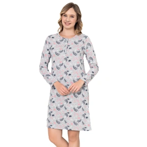 Damska koszula nocna CHR-K 3022 szara z flamingami - Christina Secret