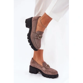 Botki damskie 39921 ciemny beż - Stawiaj kroki w dobrym stylu