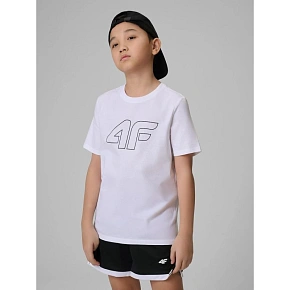 T-shirt regular z nadrukiem chłopięcy 4F 4FJRSS26TTSHM3599-10S
