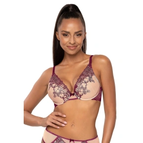 Biustonosz push-up damski Maureen M-3808/11/1 fioletowy z beżem - MAT