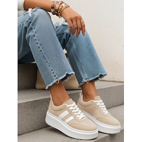 Dámské kožené tenisky LA319 ZY1378 béžové - FashionStreet