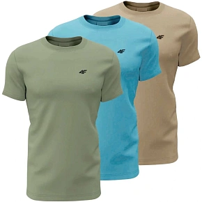 T-shirt męski (ZESTAW KOSZULEK 3 SZT.) 4F 4FWSS26TTSHM4481-90S pánské