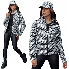 Dámská přechodová bunda se kšiltovkou TY4505 černo-bílá - FashionStreet Dámská přechodová bunda se kšiltovkou TY4505 černo-bílá - FashionStreet
