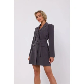 Marynarka z paskiem M749 ciemnoszara - Moe