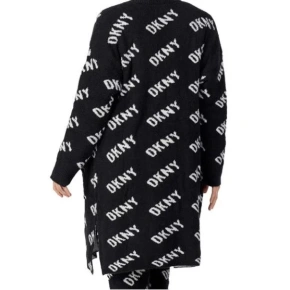 Damski szlafrok - kardigan YI3022597 019 czarny/biały - DKNY