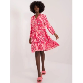 Damska luźna sukienka D73771Z30425A Koral z białym - Podpoziom