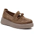 Skórzane półbuty damskie mokasyny na platformie z koralikami camel Vinceza 79649